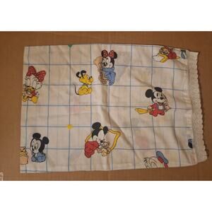 Vintage 80s ‎ Dundee Disney Pillowcase Baby Crib Pillowcase Repurposed Lace Trim
